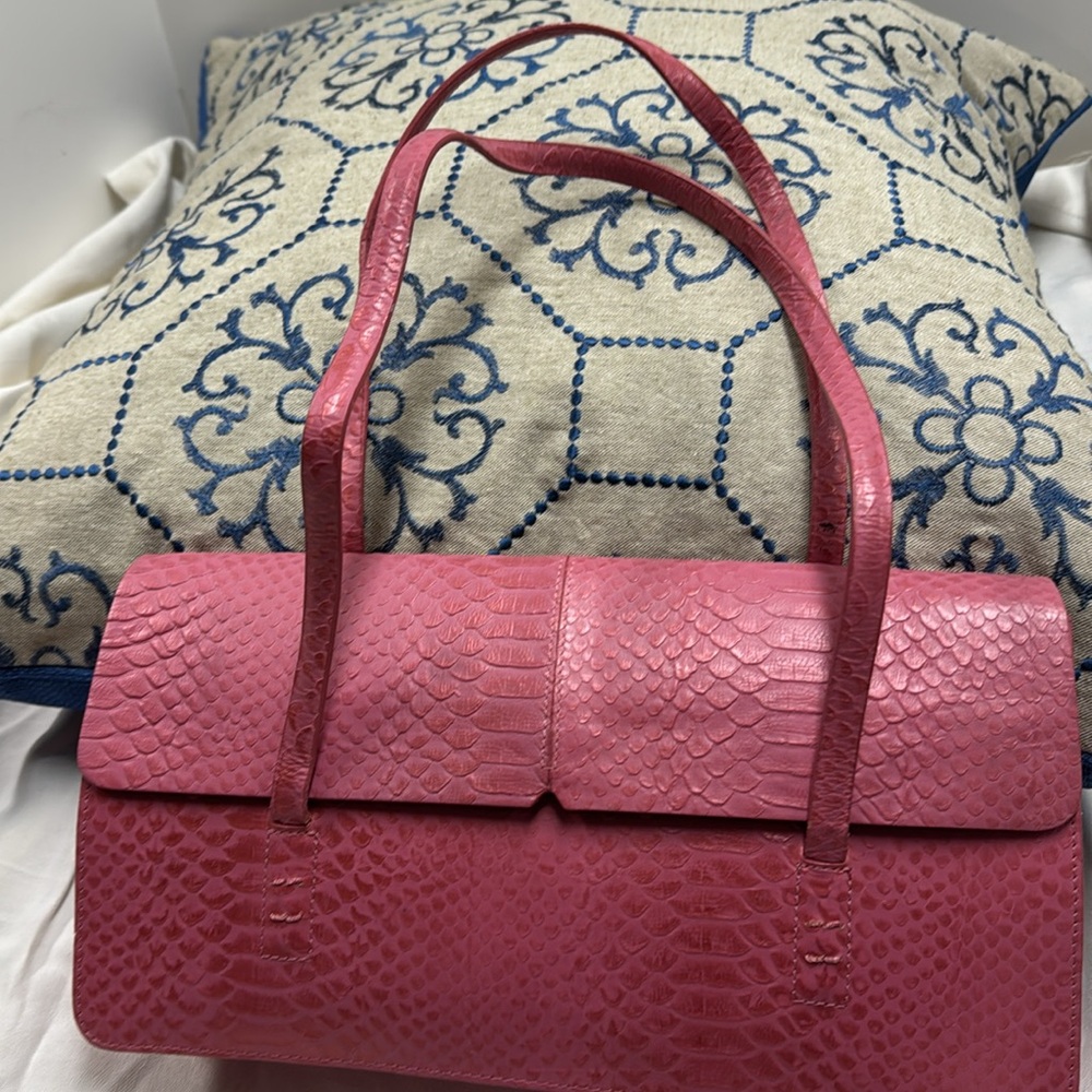 Alfani Pink Python Print Leather Shoulder Bag Nwot - image 8